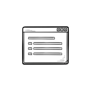 Open window with document hand drawn outline doodle icon. Stock Illustration