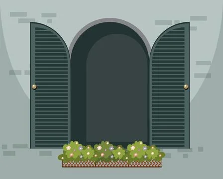 Open Window with Flower Box Ilustración de archivo