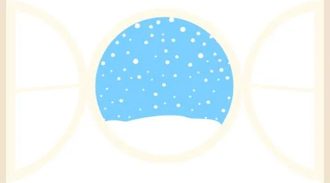 Open window frame with falling snow Stock Illustration