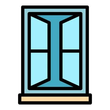 Open window frame icon color outline vector Stock Illustration