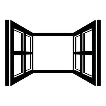 Open window frame icon, simple black style Ilustración de archivo