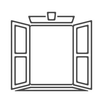 Open window frame outline icon vector illustration. Linear architectural Illustrazione stock
