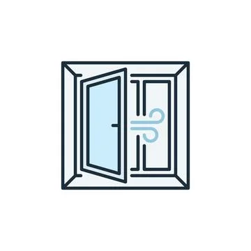 Open Window with Fresh Air colored icon - Room Ventilation vector sign Stock Illustration