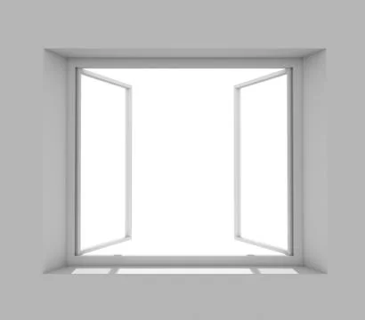 Open window on grey wall Stock Illustration