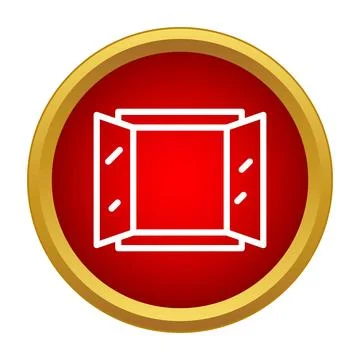 Open window icon on red button design Stock Illustration