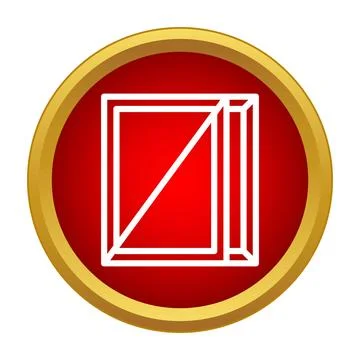 Open window icon on red circle with gold Stock Illustration