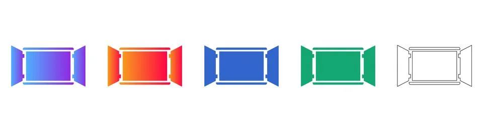 Open Window Icon Set in Vibrant Gradients and Outline Stock Illustration