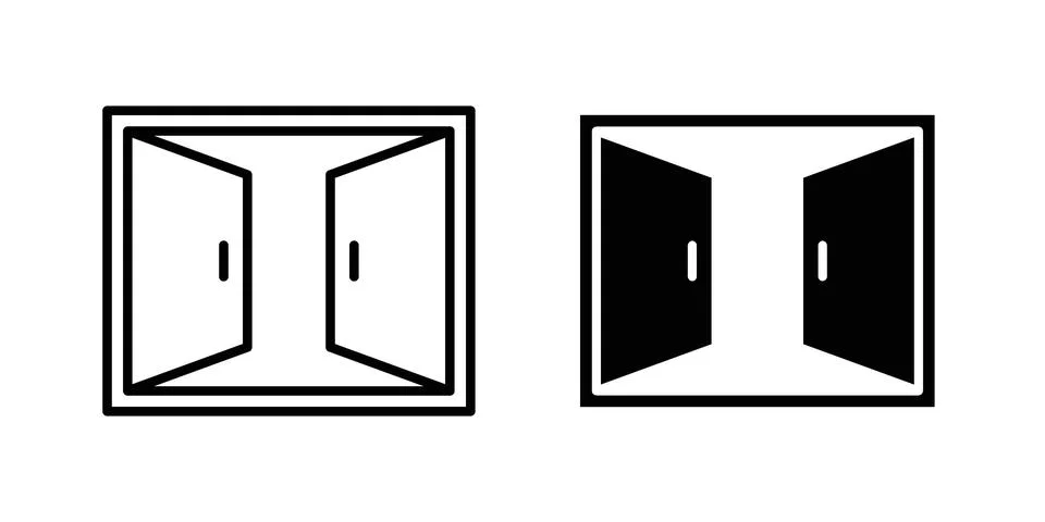Open window icon silhouette vector set. thin line pack Stock Illustration