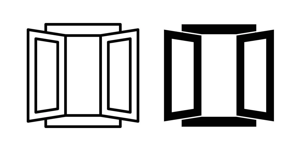 Open window icon symbol. Flat and Stroke Vector illustration Stock Illustration