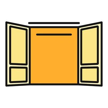 Open window icon with yellow framing and light Stock Illustration