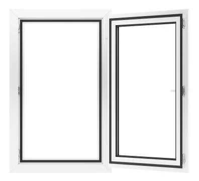 Open window isolated on white background. 3d illustration Stock Illustration