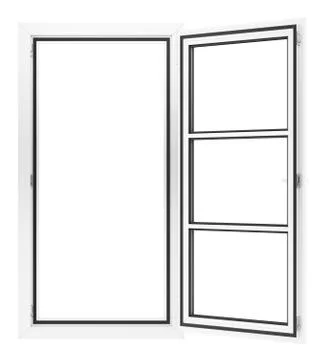 Open window isolated on white background. 3d illustration Stock Illustration