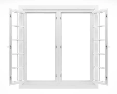 Open window isolated on white background. 3d illustration Stock Illustration