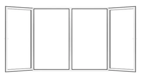 Open window isolated on white background. 3d illustration Illustrazione stock