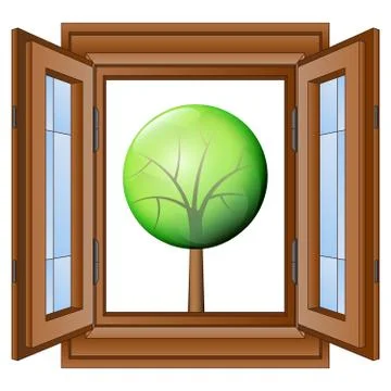 Open window to nature exploring vector illustration Ilustración de archivo