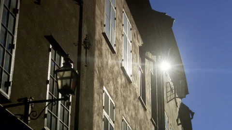 Open window in an old building in the Old Town of Stockholm, Sweden. Stock Footage 51824787
