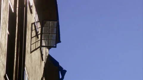 Open window in an old building in the Old Town of Stockholm, Sweden. Stock Footage 51824795