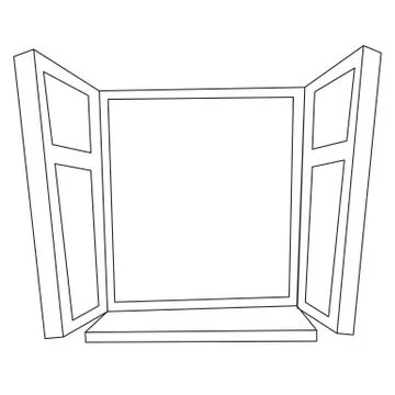 Open window, outline drawing, coloring, isolated object on a white background Stock-Illustration