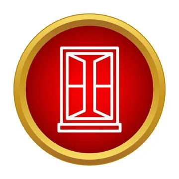 Open window outline icon in red circle Stock Illustration