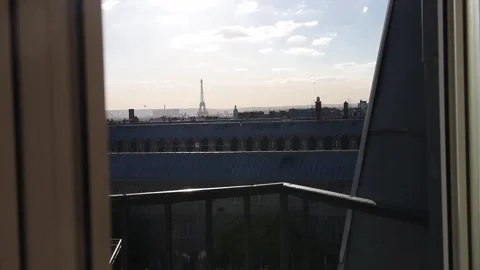 Open window overlooking the city Video stock 299381024