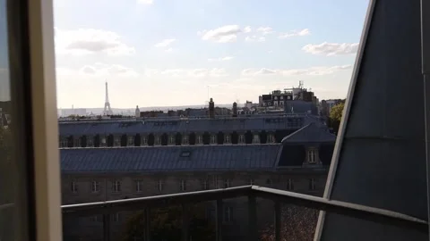 Open window overlooking the city Stock Footage 299390474