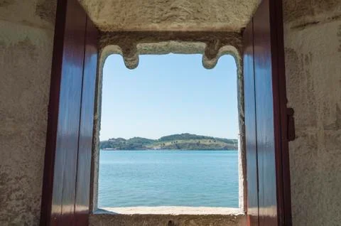 Open window with panorama Stock Photos