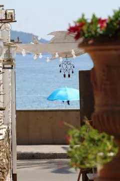 An open window on the sea Stock Photos