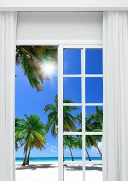 Open window to the sea Foto stock