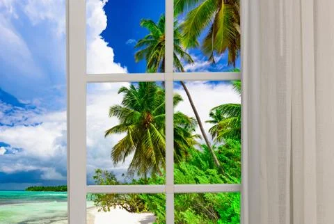 Open window to the sea Foto stock