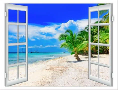 Open window to the sea Stock Photos