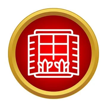 Open window with shutters and plants icon Stock Illustration