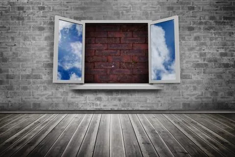 Open window on wall Stock Illustration