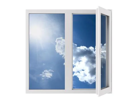 Open window on white background. Isolated 3D illustration Illustrazione stock