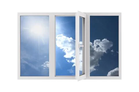 Open window on white background. Isolated 3D illustration Illustrazione stock