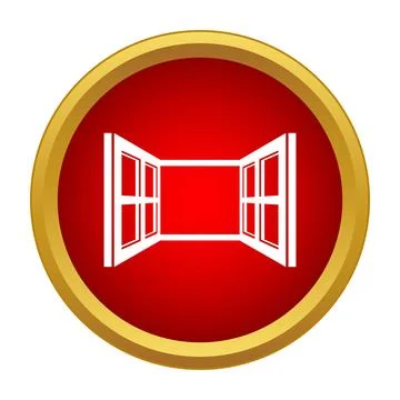 Open window white icon on red button Stock Illustration