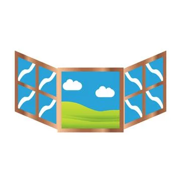 Open window on white Illustrazione stock