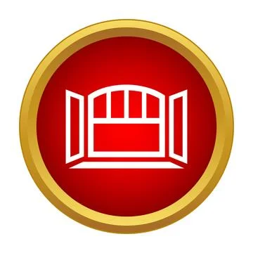 Open window white line icon on red circle Ilustración de archivo