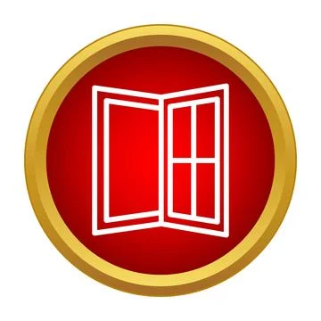 Open window white outline icon button concept Stock Illustration
