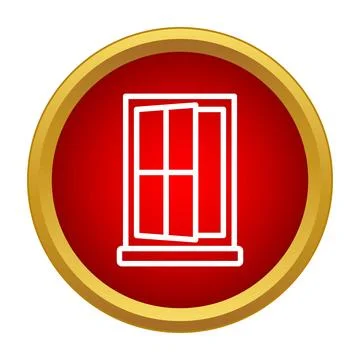 Open window white outline icon on red circle Illustrazione stock