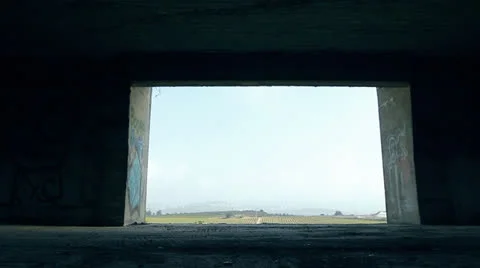 Open window without glass view farm field and sky Stock Footage 22957478