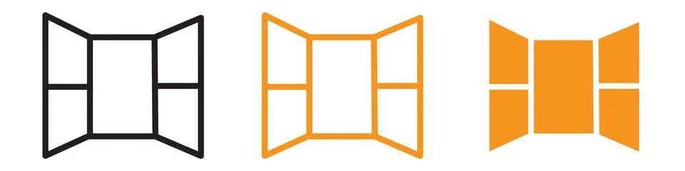 Open Windows Icon Set Ventilation and Airflow Illustrations for Home and Offi Stock Illustration