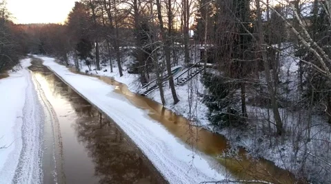 Open winter river, in raasepori, uusimaa, Finland Stock Footage 59198609