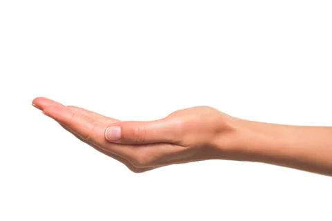 Open a woman's hand, palm up. Stock Photos
