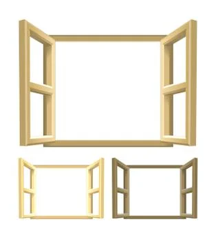 Open Wood Windows Stock Illustration