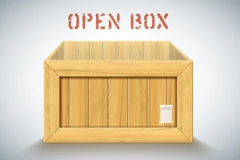 Open wooden rectangular vector box with blank for address イラスト素材
