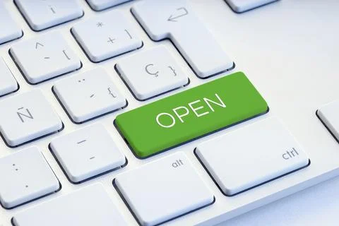 Open word on green computer Keyboard Key Illustrazione stock