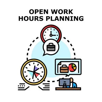 Open work hours planning for flexible schedules Stock Illustration