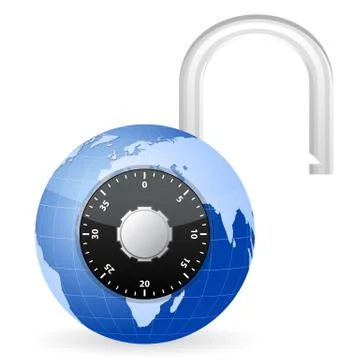 Open world globe padlock Illustration