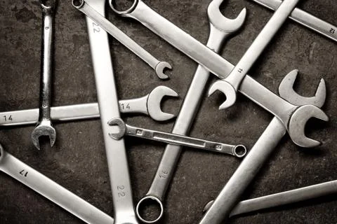 Open wrenches closeup Stock Photos