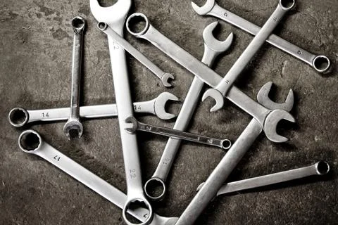 Open wrenches closeup Stock Photos